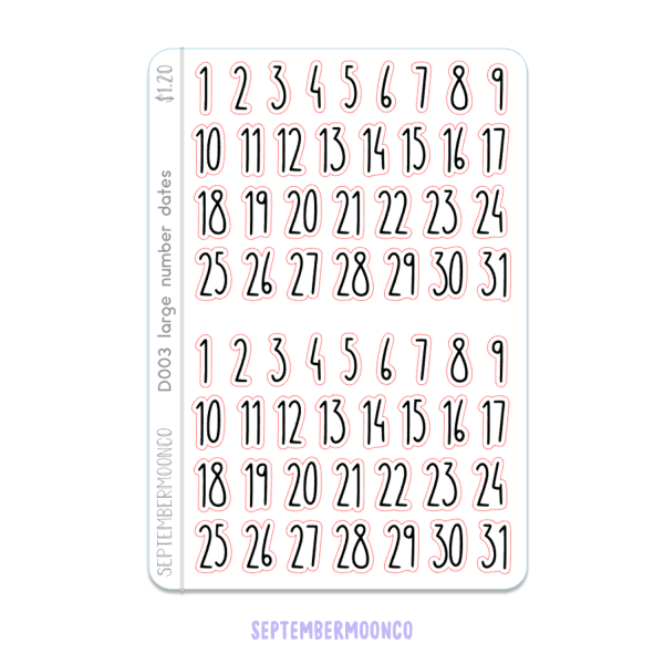 D003 – Number Dates (Large)