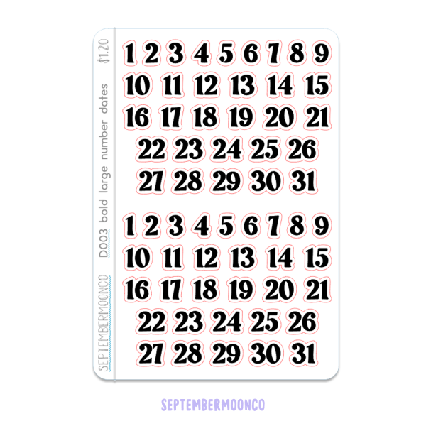 D003a – Number Dates (Bold Large)