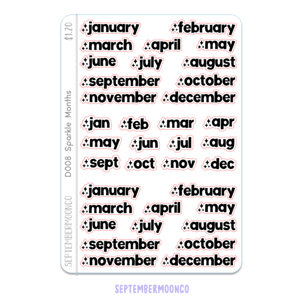D008 Sparkle Months (Quarter Size)