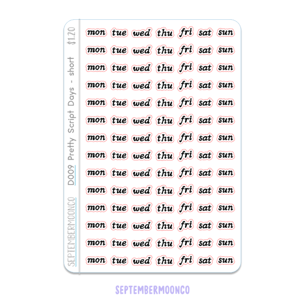 D009 Pretty Script Days – Short